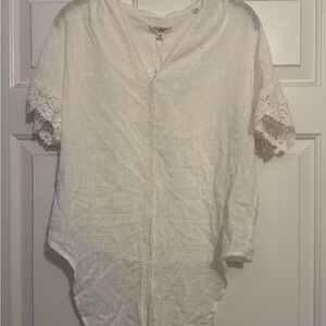 Max Studio White Lace Accent Blouse